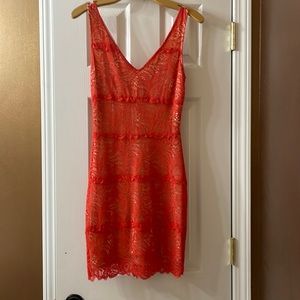 Bebe Orange Lace Sleeveless Dress